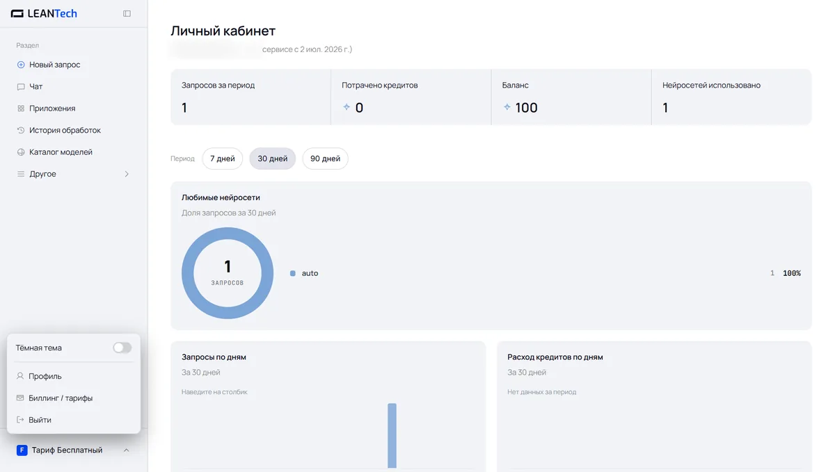 Poe и другие нейросети в кабинете LeanTech AI без VPN